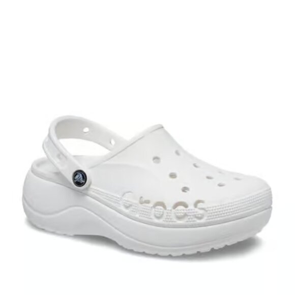 Crocs Women's White Baya Platform Adjustable Slip-On Casual Clogs Size 7 - Picture 1 of 8